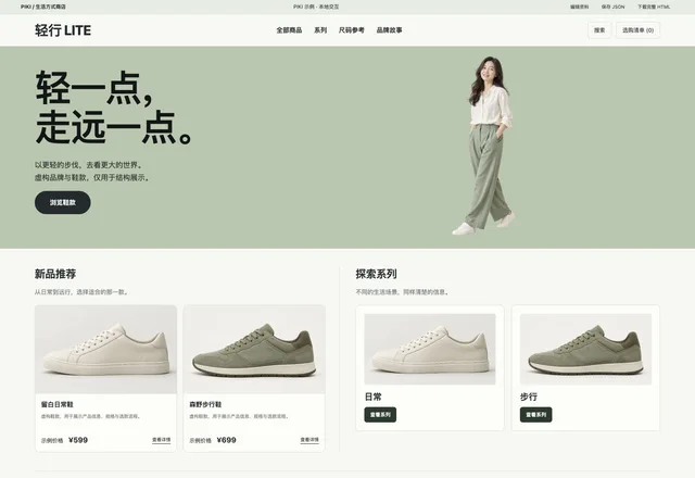 生活方式商店实际样例网页